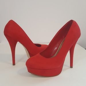 Brash Platform Heels Red Suede size 7